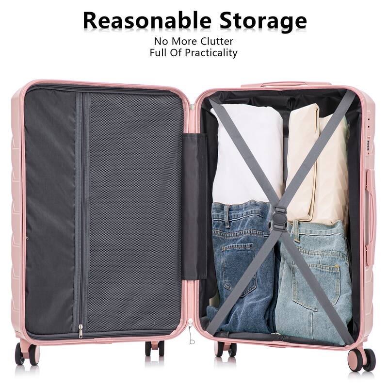20"/24"/28" 3-Piece, Modern Luggage Sets with Retractable Handle and Combination Lock, for Boarding Travel, Pink