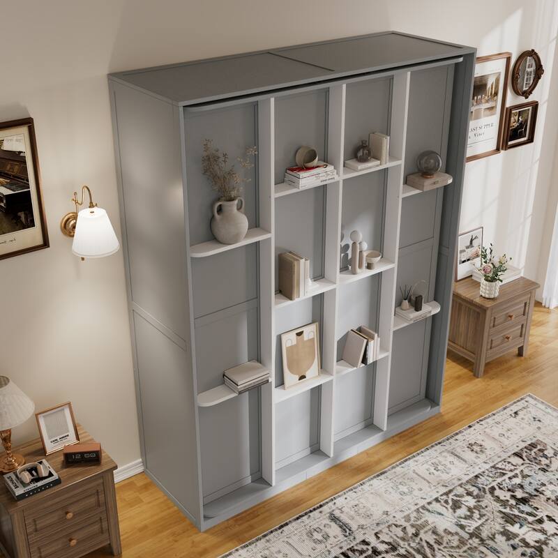 Roomfitters Rotating Queen Murphy Bed with Hidden Storage Racks 360 Swivel