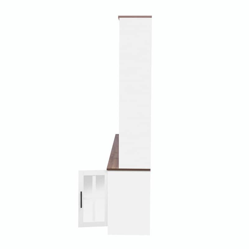 95.5" Wide Wall Unit Entertainment Center with Electric Fireplace and Bookshelves for TVs up to 80"