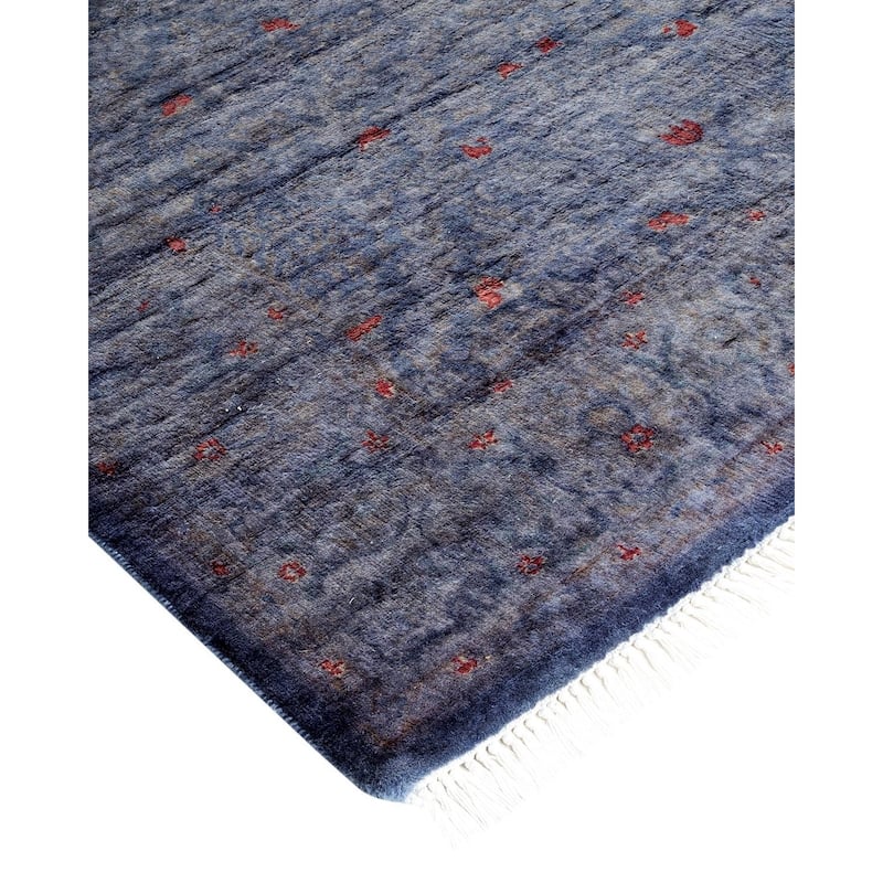 Overton Hand Knotted Wool Vintage Inspired Modern Contemporary Overdyed Purple Area Rug - 4' 2" x 6' 5"