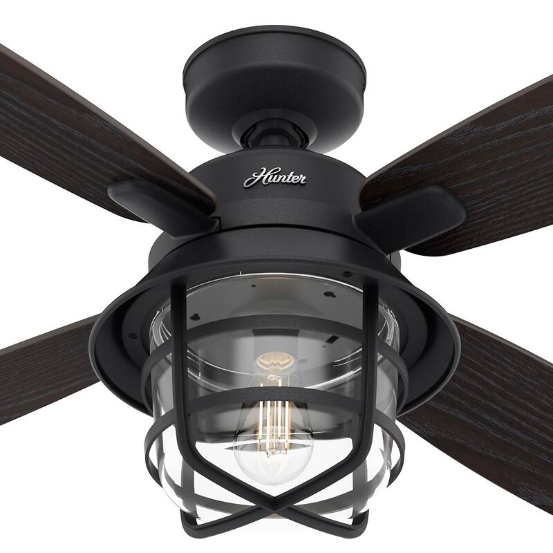Hunter 52" Port Royale Outdoor Ceiling Fan with LED Light Kit and Handheld Remote, Damp Rated