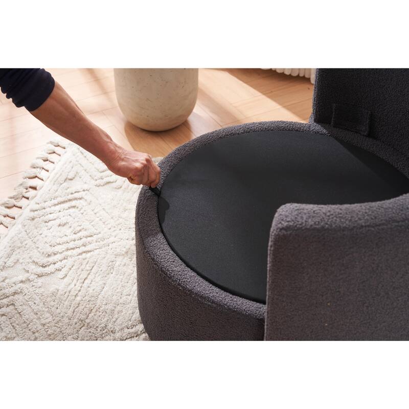 360° Swivel Chair with Storage and Throw Pillows