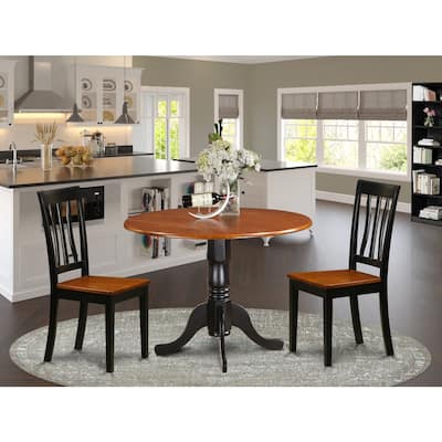 Kitchen Dining Set - Round Table with 2 Wood Chairs - Modern Dining Room Furniture