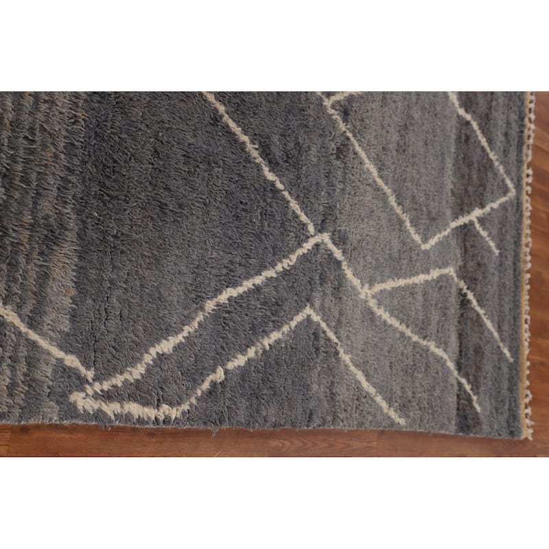 Plush Moroccan Area Rug Hand-Knotted Oriental Wool Carpet - 7'10" x 10'11"