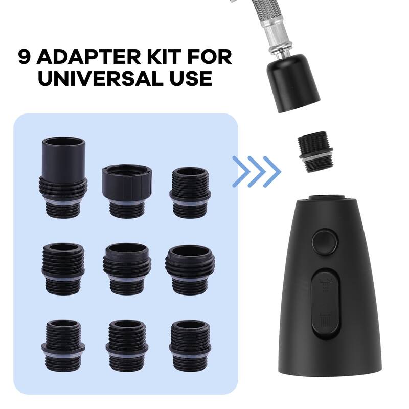WOWOW 3 Function Kitchen Faucets Head Replacement with 9-Adapters