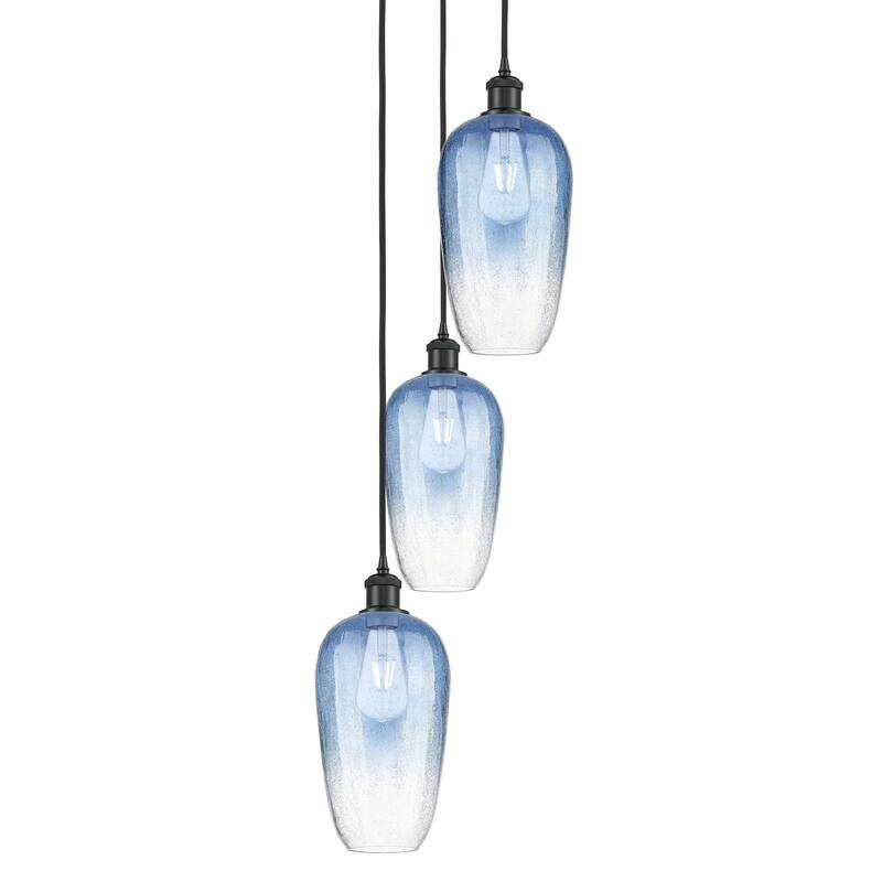 Innovations Lighting 113B-3P-46-14 Brookhaven Flute Pendant Brookhaven - Matte Black / Sapphire Blue
