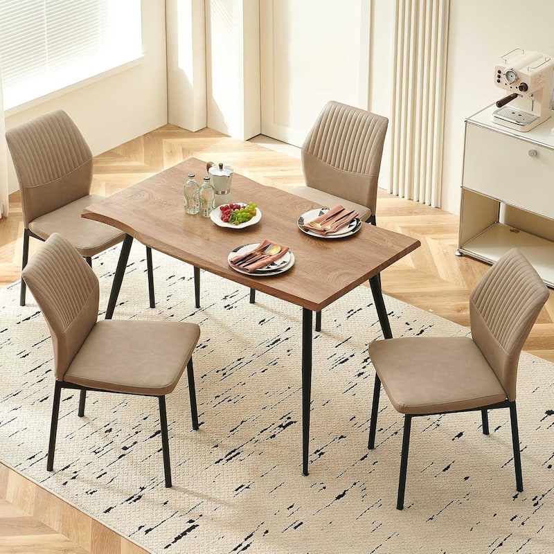 Howtai Upholstered Dining Chair Faux Leather,Metal Legs
