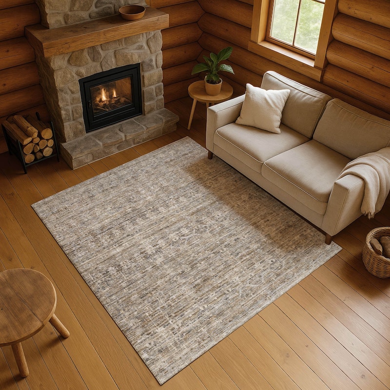 Premium Washable Super Soft Vintage Traditional Mayfield Rug - Brown - 5' x 7'6"