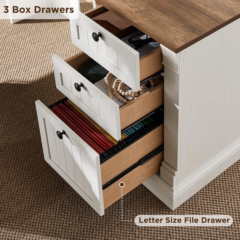 Farmhouse Computer Desk with Hutch, Wood Home Office Desk