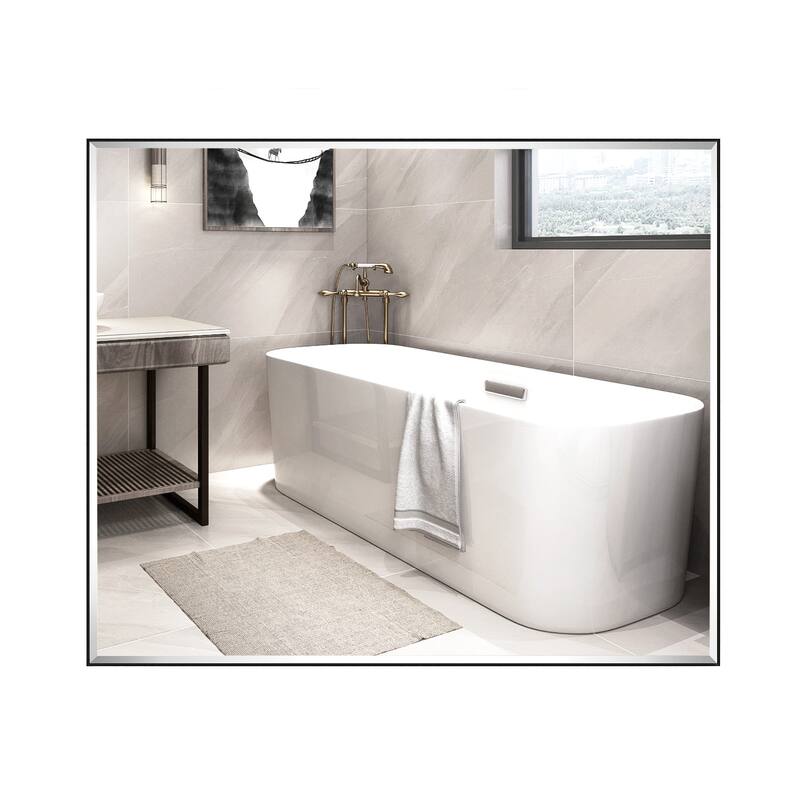 Aluminum Framed Rectangle Beveled Bathroom Wall Mirror