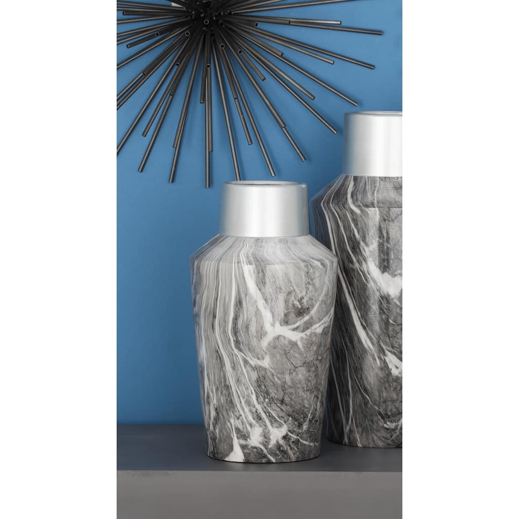 Gray Ceramic Faux Marble Decorative Vase