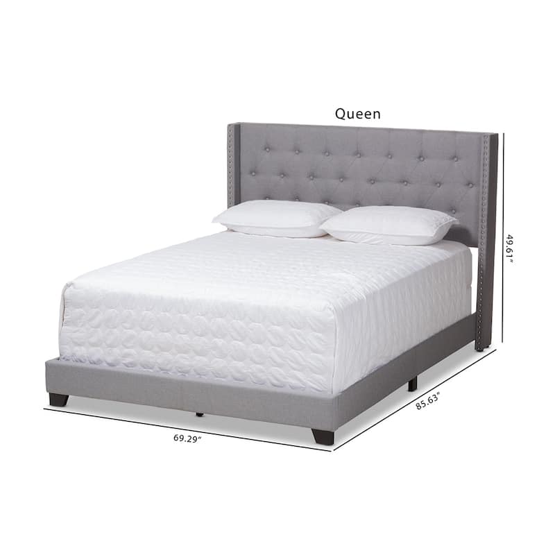 Brady Modern and Contemporary Light Grey Fabric Upholstered Bed