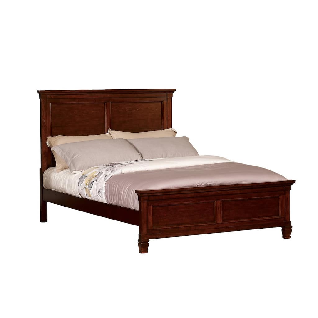 Umi Full Size Bed, Classic Panel Design with Molded Details, Brown Wood