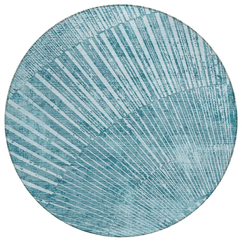 Machine Washable Indoor/ Outdoor Modern Fan Chantille ARug