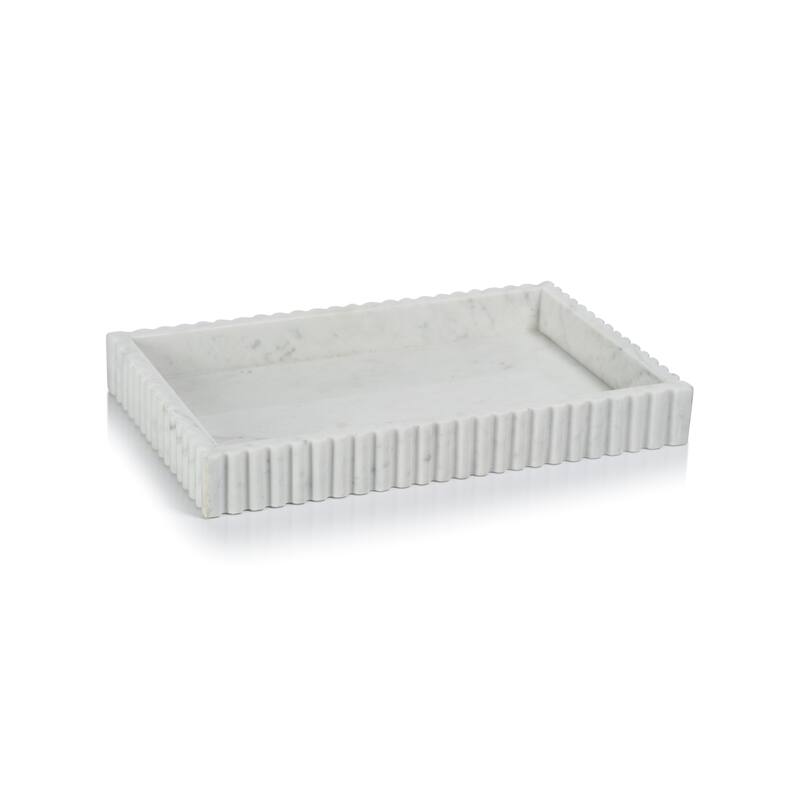Calabria Scalloped Vanity Marble Tray - White - Large