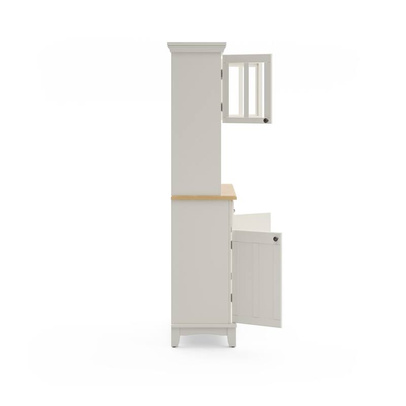Homestyles Buffet Of Buffets Off-White Wood Buffet with Hutch - 31" x 16" x 72"