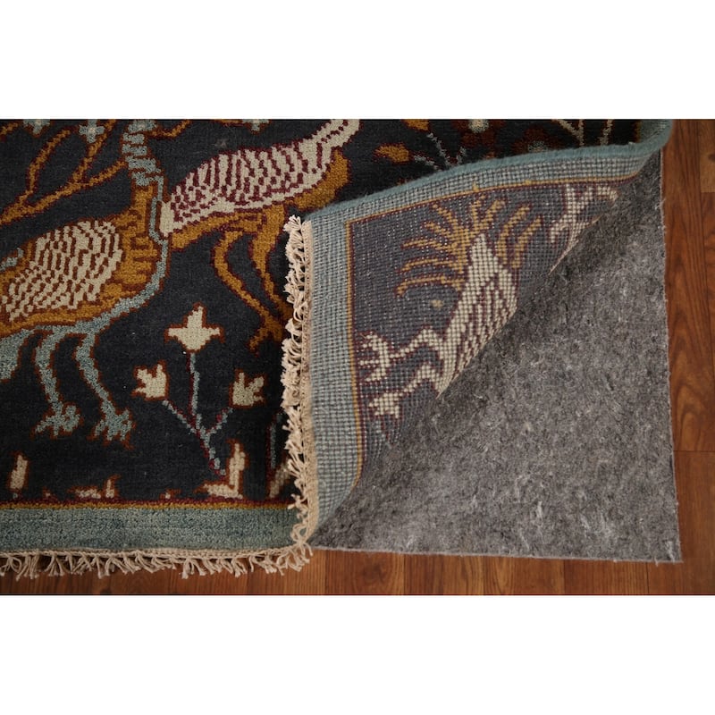 Animal Pictorial Tabriz Indian Area Rug Hand-Knotted Wool Carpet - 7'9"x 9'10"