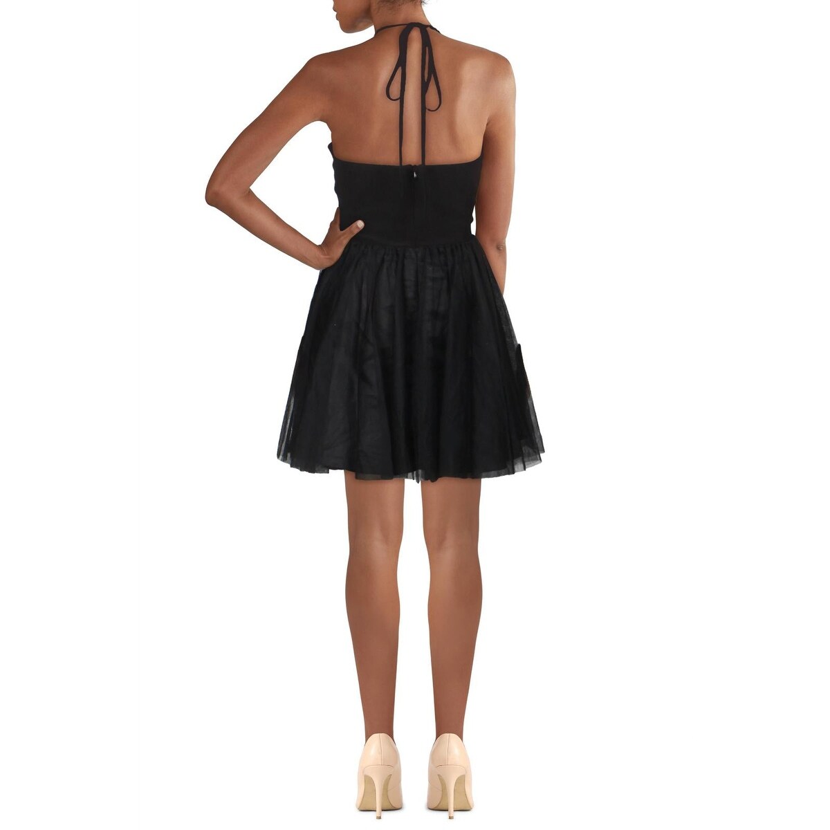 Blondie Nites Women's Lined Mesh Sleeveless Halter Short Prom Fit Flare Dress Black Size 1 - Bed Bath & Beyond - 40557338 Blondie Nites Women's Lined Mesh Sleeveless Halter Short Prom Fit Flare Dress Black Size 1 - Bed Bath & Beyond - 40557338