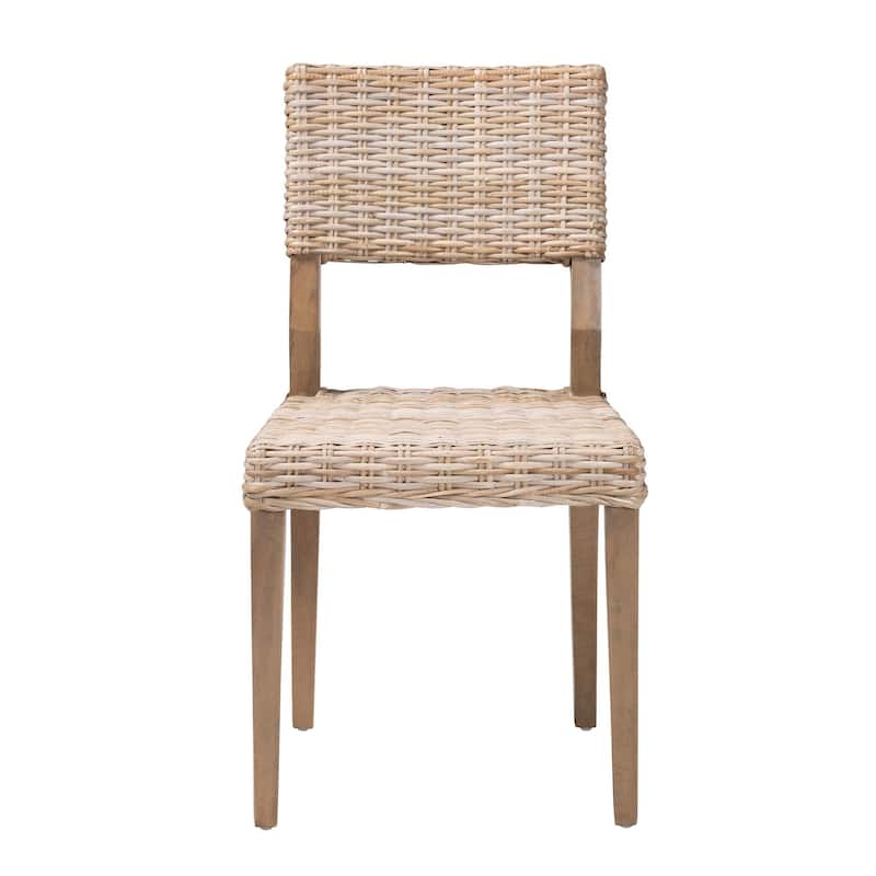 bali & pari Barossa Bohemian Grey Kubu Rattan and Mahogany Wood Dining Chair