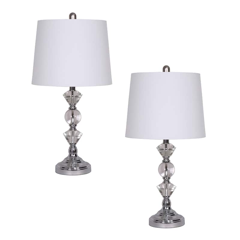 Sagebrook Home Graceful Crystal Table Lamps, Set of 2 - 13" x 13" x 26" - Silver - 13" x 13" x 26"