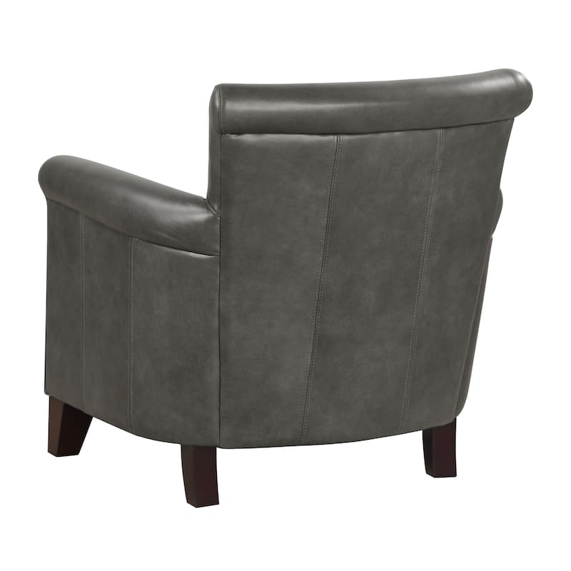 Raya 31.5" Leather Upholstered Accent Chair - Nailhead Trim