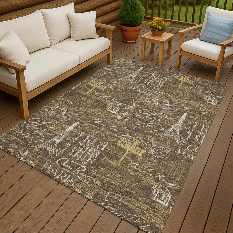 Machine Washable Indoor/ Outdoor Paris Chic Chantille Rug - Chocolate - 3' x 5'