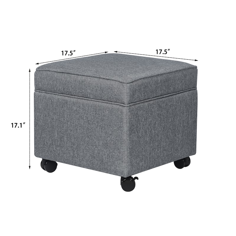 Adeco Square Storage Ottoman 17 inch Footstool