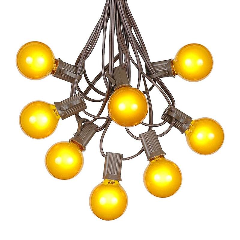 25 Foot G40 Outdoor Globe Patio String Lights - Set of 25 G40 Globe Bulbs - Yellow
