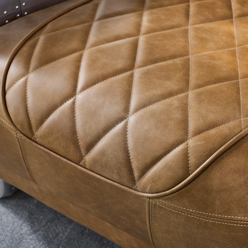 Art Leon IndustrIal Retro Top Grain Leather & Aluminum Accent Chair