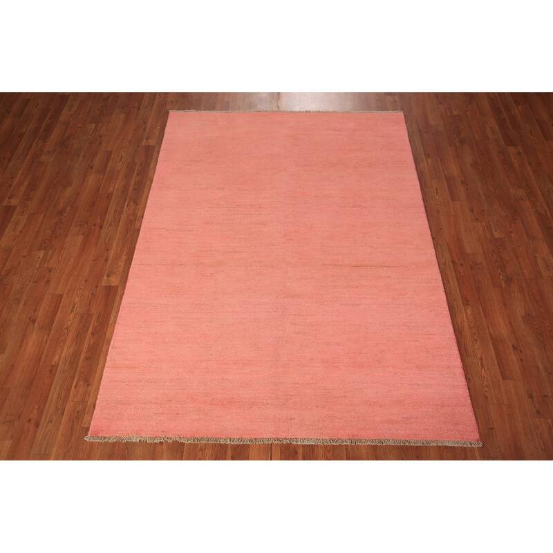 Pink Modern Gabbeh Oriental Area Rug Handmade Wool Carpet - 4'11" x 6'7"