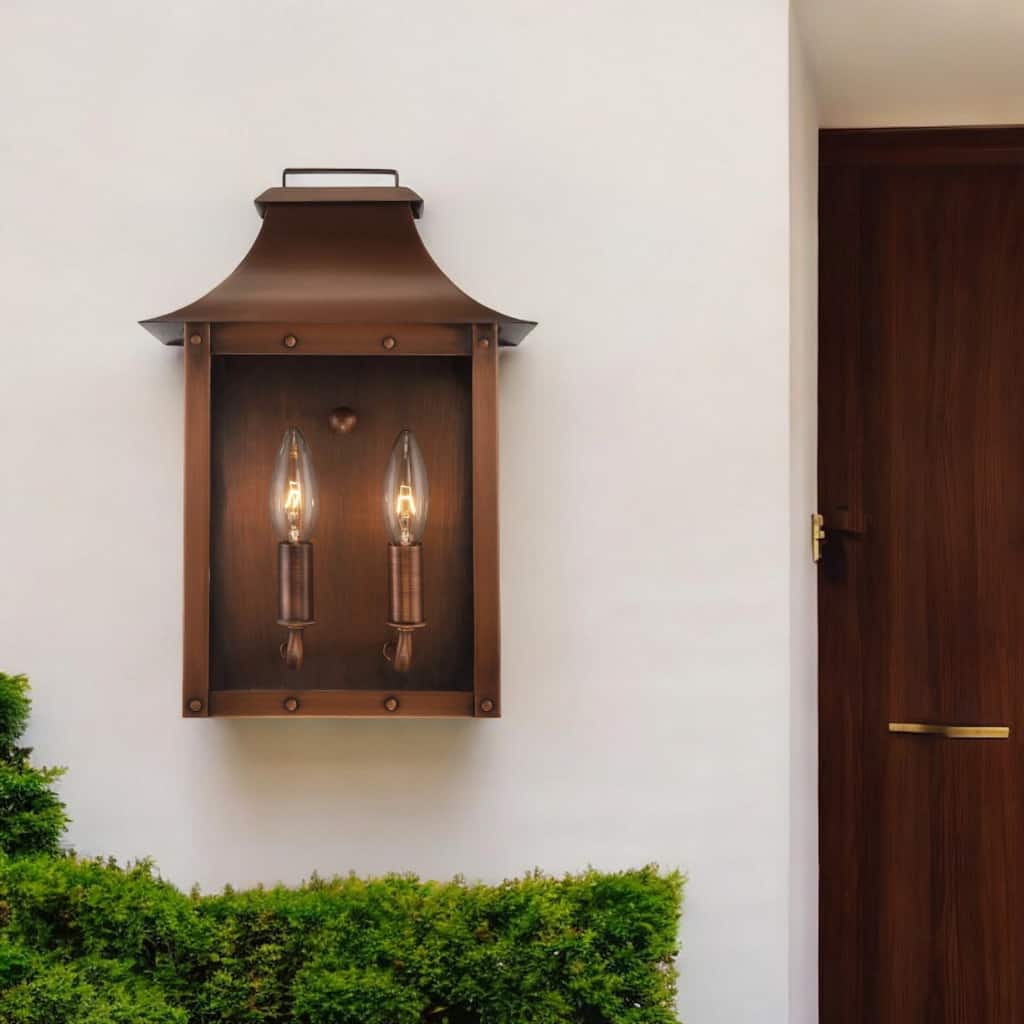 Traditional 2-Light Pocket Wall Lamp with Antique Lantern Design