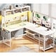 preview thumbnail 34 of 68, L Shaped Gaming Desk Computer Desk Corner Desk Pegboard Power Outlet  57.5"W - White