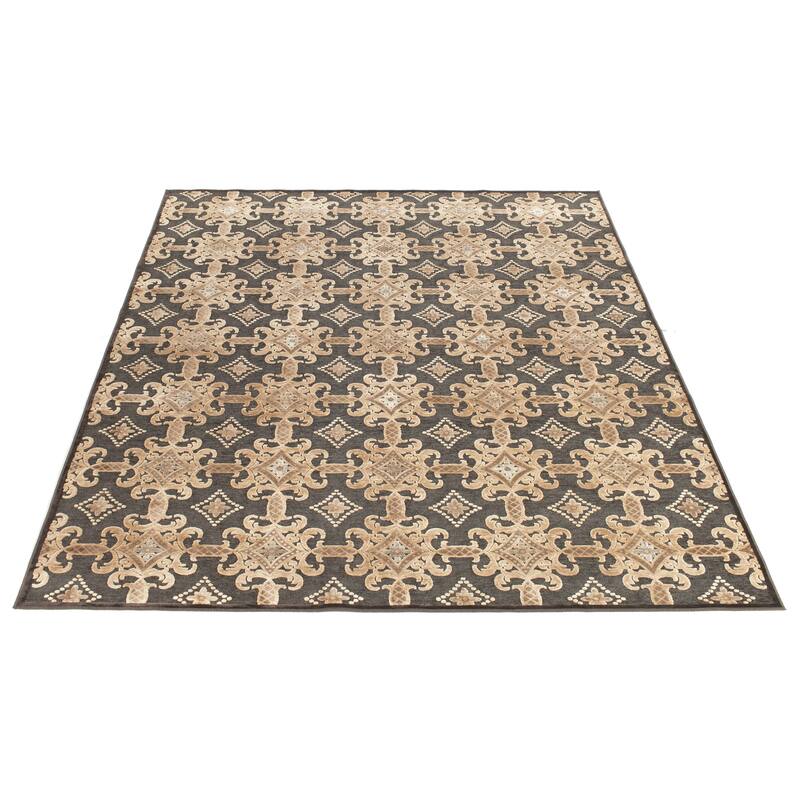 Martha Stewart by SAFAVIEH Gullu Ornate Viscose Rug - 8' x 10' - Soft Anthracite/Anthracite