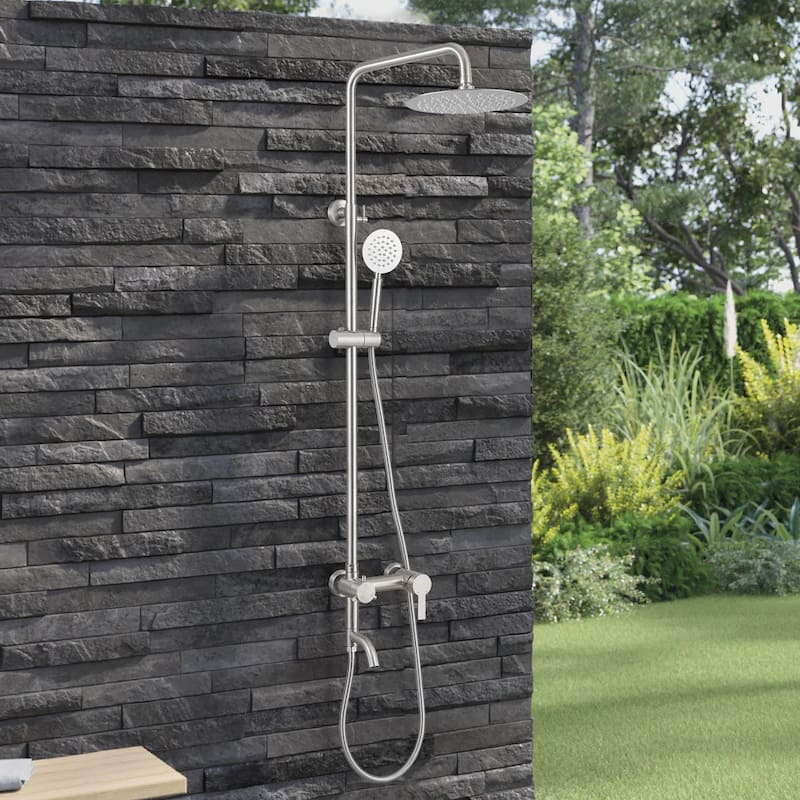 47"H 3-Function 304 Stainless Steel Wall-Mounted Outdoor Shower System