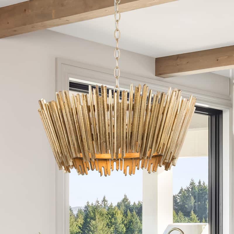 Modern Glam Art Deco Drum Chandelier Accent Dining Room Adjustable Foyer Organic Pendant Light - D20'' x H 13'' - D20'' x H 13''