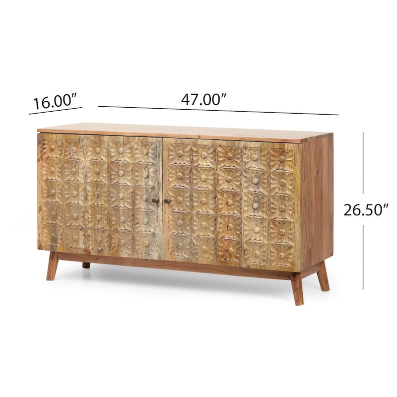 Boho Cabinet 2 Door Legs For Living Rooms,47.00" W X 16.00" D X 26.50" H