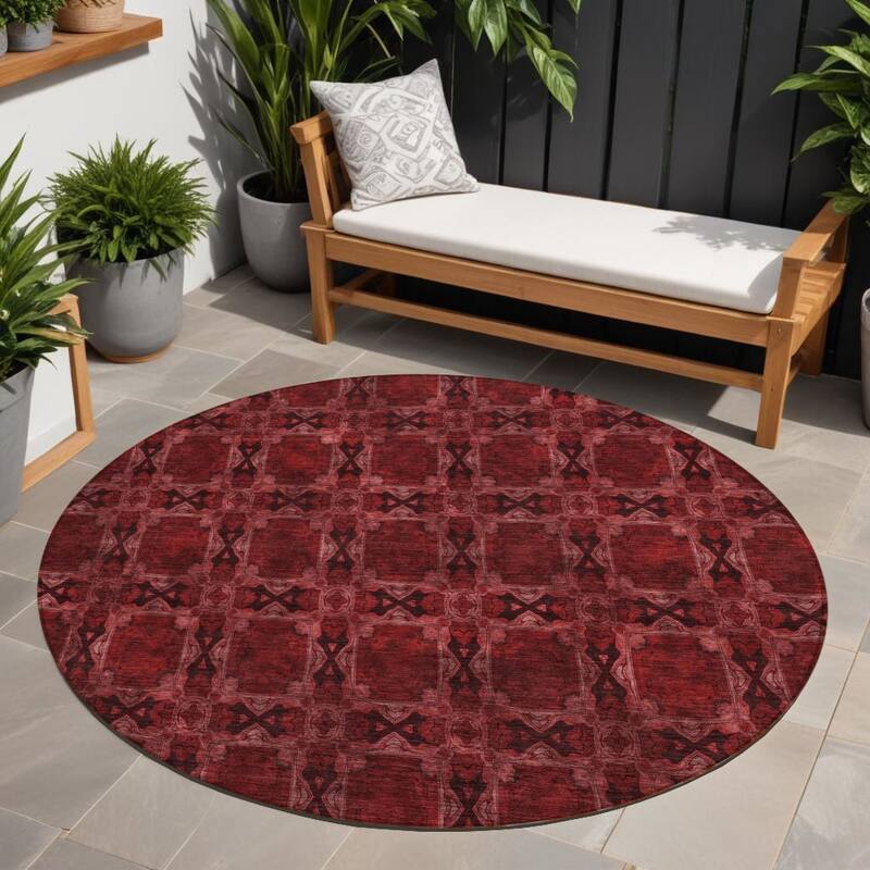 Almomi Garden-Inspired Weather Resistant Versatile Elegance Outdoor Rug - 8' Round - Multi