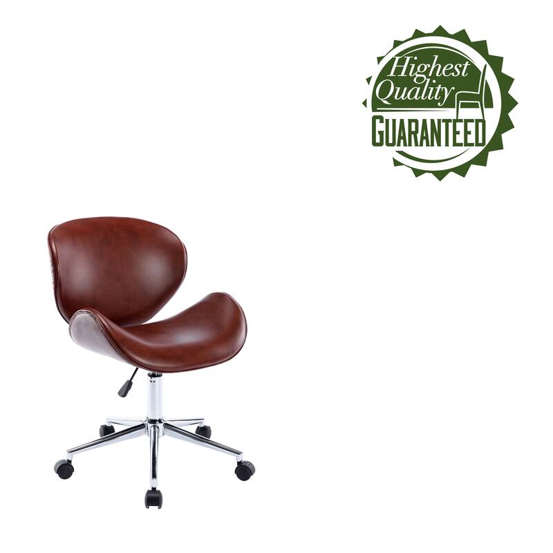 Porthos Home Rudi Office Chair, PU or Fabric or Velvet Upholstery, Chrome Legs