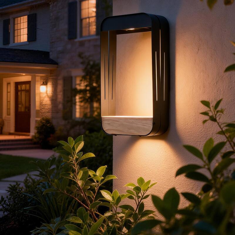 Modern Rectangular Iron Outdoor Wall Light - Single - Large