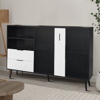 Modern Stylish Wooden Rectangular Storage Cabinet with a Center Support ...