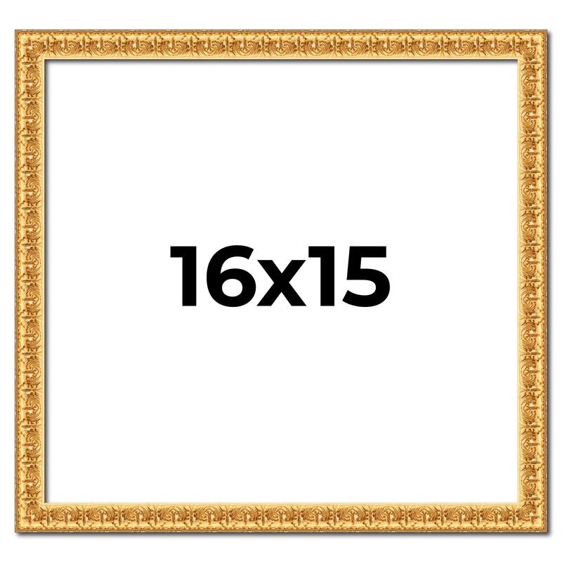 16x15 Frame Gold Real Wood Picture Frame Width 1 inches | Interior