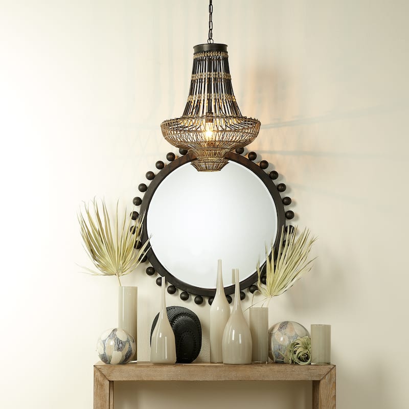 Alden Décor Orion Round Wood Mirror, Natural