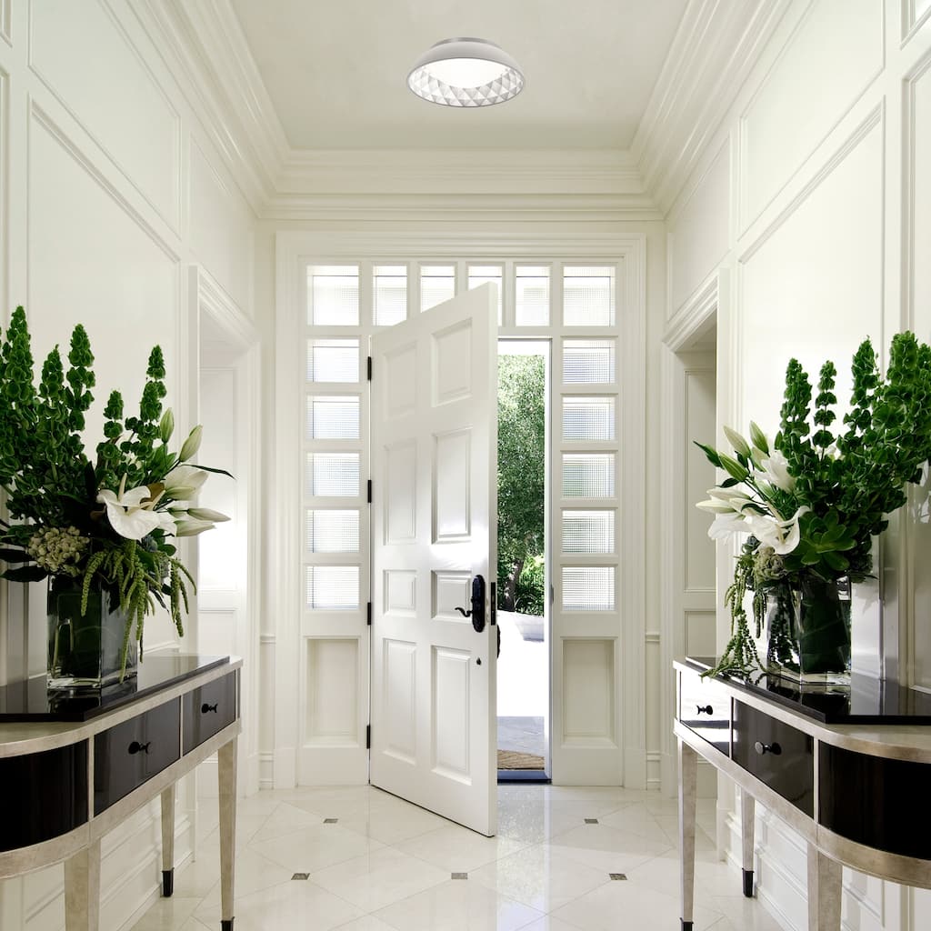 Prisma 18in LED Flush Mount 3000K with Prismatic Vacuum Formed Shade in Brushed Nickel - 18