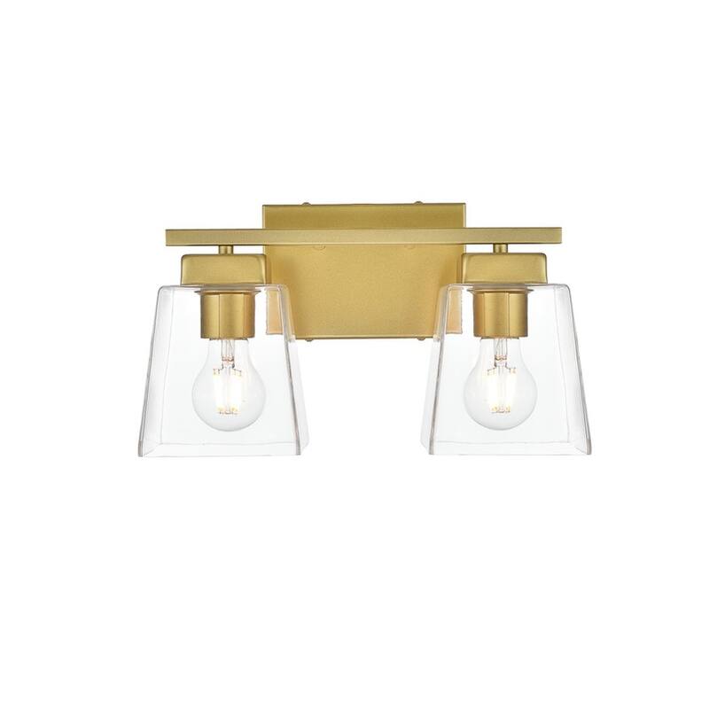 Merlin 1 Light Black and Clear Bath Sconce - Brass - 14