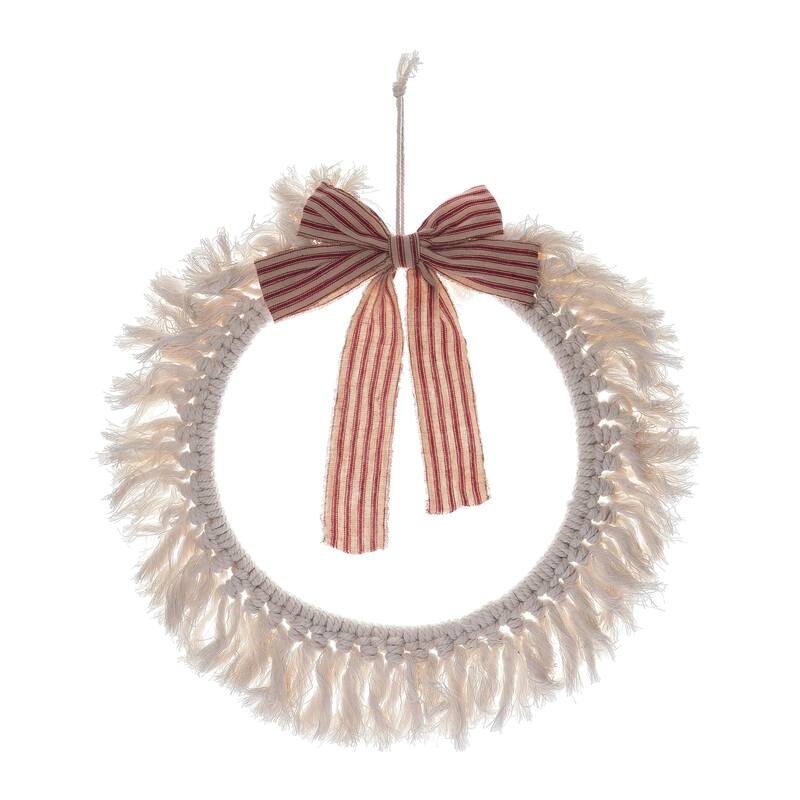 Transpac Polyester 15.7 in. Sand Christmas Macrame Modern Wreath