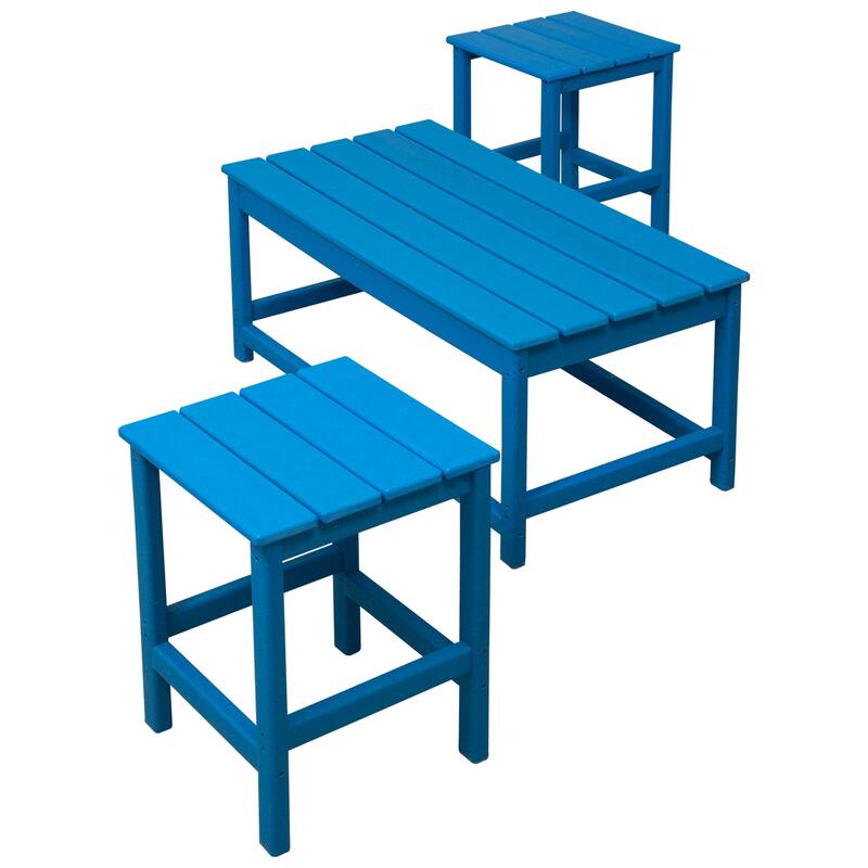 Laguna Hdpe All Weather Outdoor Patio Coffee And Side Tables (3-Piece Set) - Pacific Blue