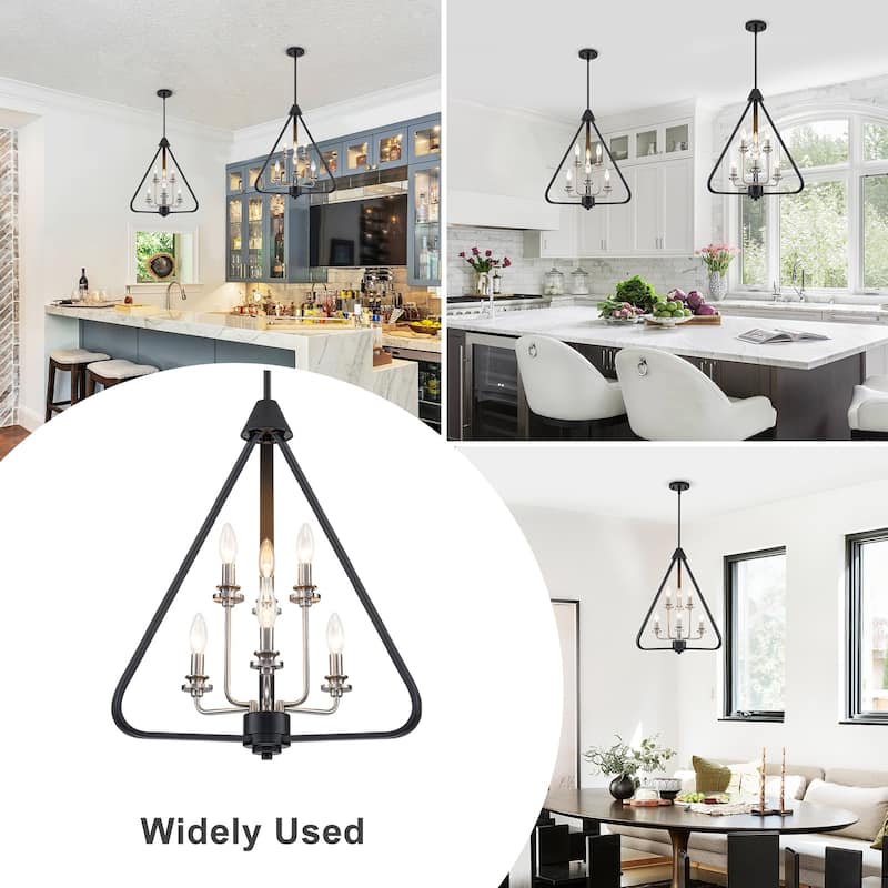 Industrial 6-Light Black & Nickel Tiered Pendant Chandelier Fixture - Dia.20.87-in