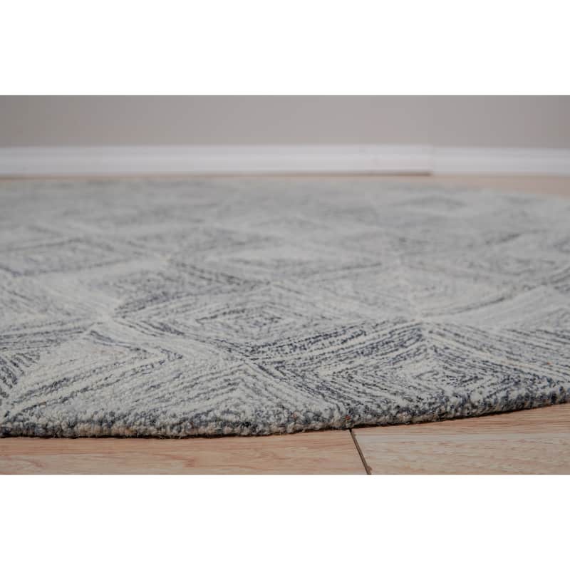 Hand-tufted Wool MULTY GREY Transitional Geometric Modern Tufted Rug - 6' x 6'