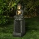 preview thumbnail 1 of 5, Resin Meditating Buddha on Column Patio Fountain with LED Lights