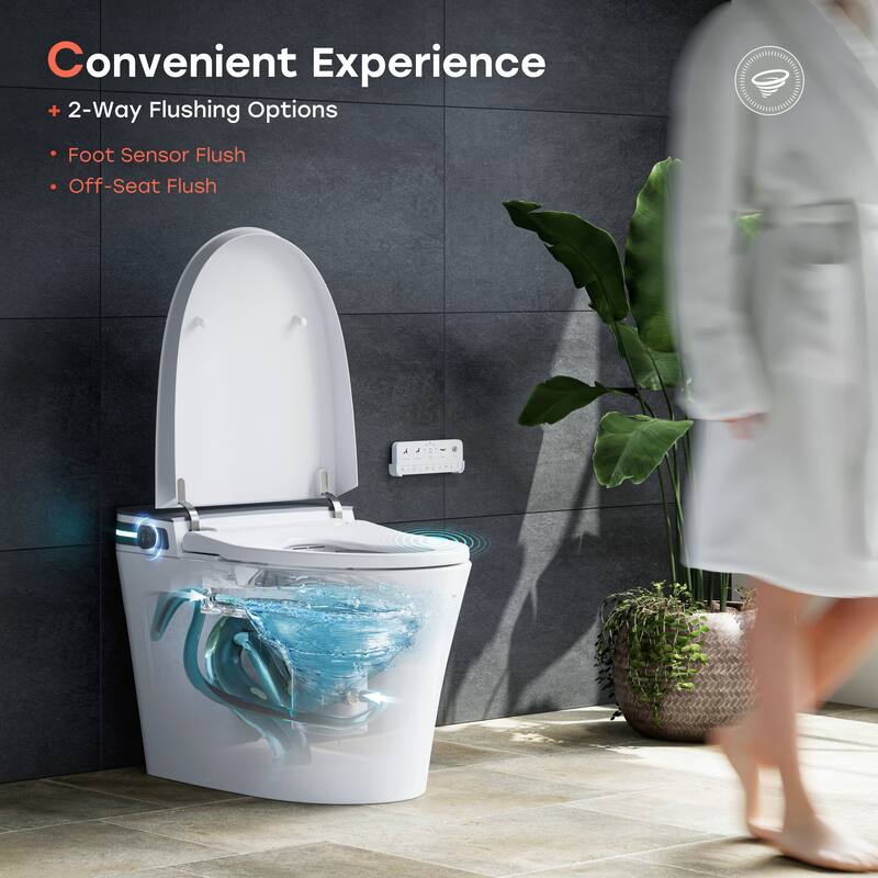 HOROW T37D 10 in. Rough-In Elongated 1/1.27 GPF Smart Bidet Toilet in White with Auto Flush, Heated Seat, Child Wash, Deodorizer